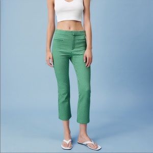 Zara gingham green and white crop flare pants